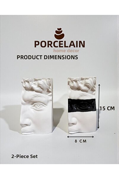 Porselian Σετ 2 διακοσμητικών αντίκες γλυπτών προσώπων, στήριγμα βιβλίων και ...