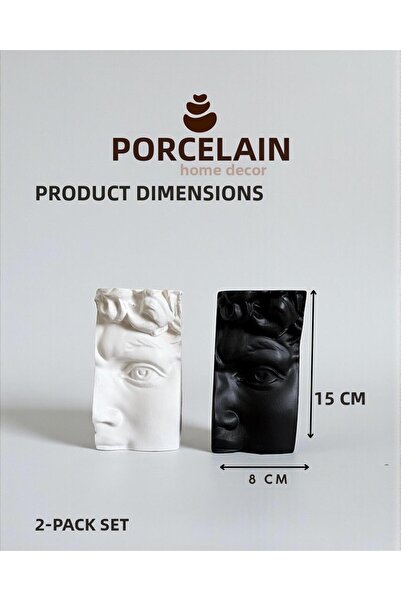 Porselian Σετ 2 διακοσμητικών αντίκες γλυπτών προσώπων, στήριγμα βιβλίων και ...