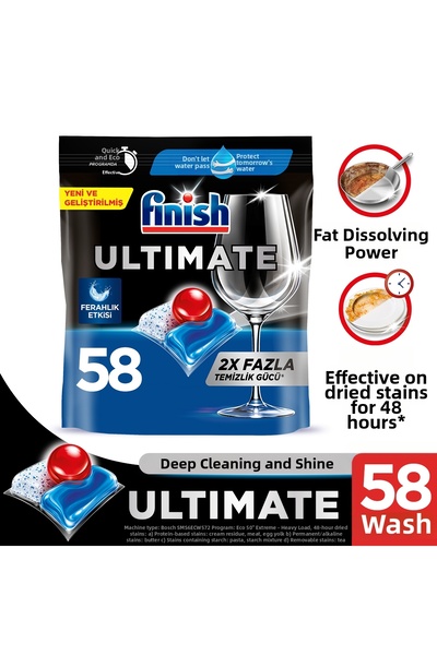 Finish Ultimate Dishwasher Detergent Capsule Tablet 58 Pieces