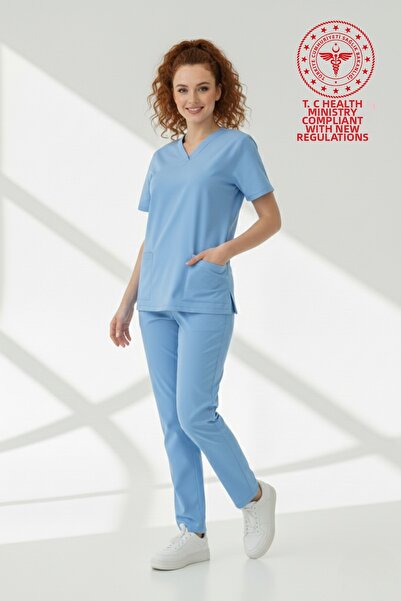 HEMİ Doctor Nurse Uniform Alaskan Blue Scrubs Stretch Fabric Sets Department ...