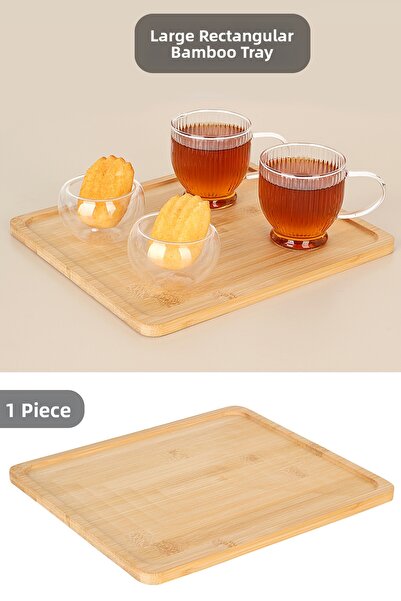 Meleni Home 1 Large Bamboo Serving Tray - Rectangular Cheese Breakfast Servin...