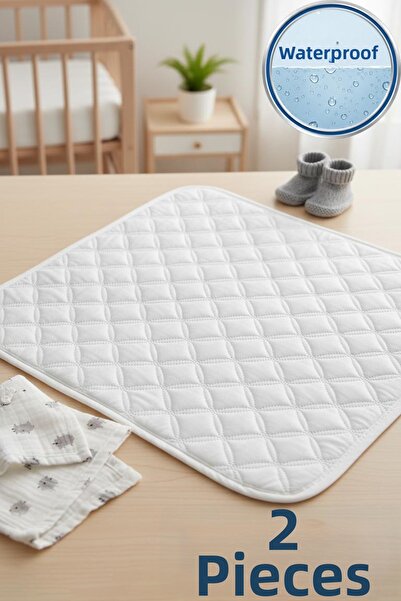 Ladylina Home قطعتان من وسادة تغيير حفاضات الأطفال المبطنة المقاومة للسوائل |...