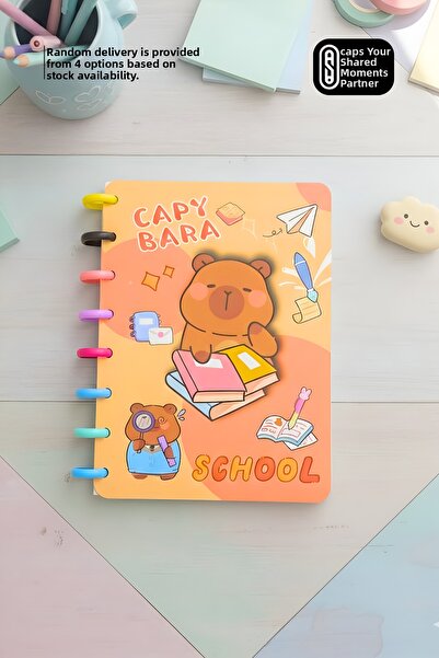 caps office دفتر ملاحظات مخطط بغلاف دائري بتصميم الكابيبارا، 160 صفحة، حجم A5...