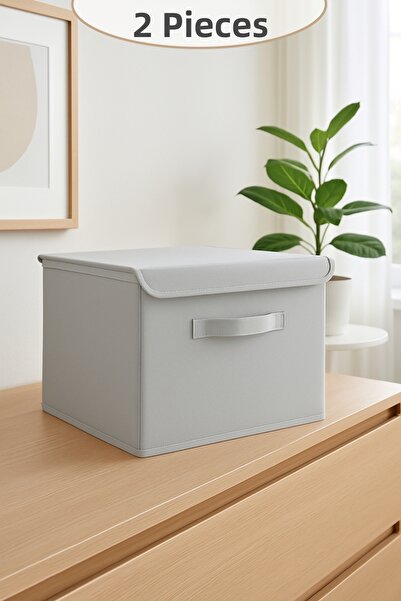 HURCEVİM 2 Pieces - Gray Multi-Purpose Box Storage Container - 30 X 30 X 30 c...