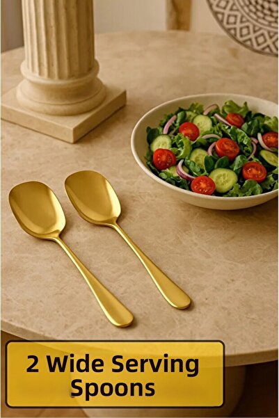 Kitchen Dream Practical 2Pcs Stainless Gold Steel Luxury Serving Salad Spoon ...