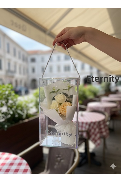 Miha Deco Κουτί με κρέμα Eternity και τριαντάφυλλα με ευκάλυπτο, Μπουκέτο για...