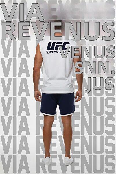 Vordevia Ufc Ultimate Printed Black Sleeveless T-Shirt and Piped Jersey Fabri...