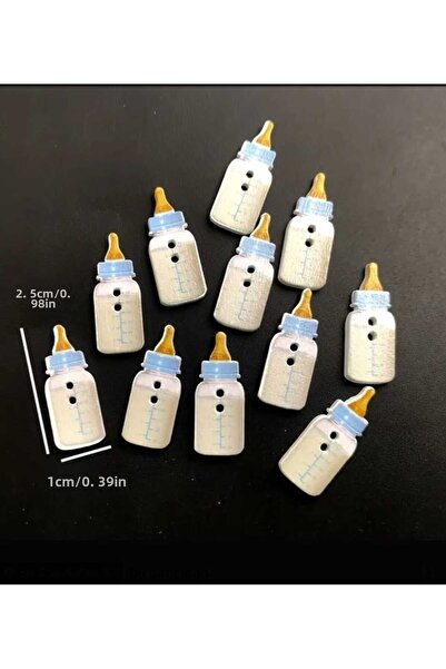 beyna aksesuar Baby Bottle Shaped Wooden Painted 2.5 cm Two Hole Mixed Button...