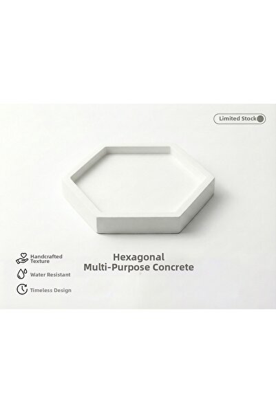 Esepix صينية سداسية من الخرسانة الخام للديكور |   حامل للمجوهرات والشموع والع...
