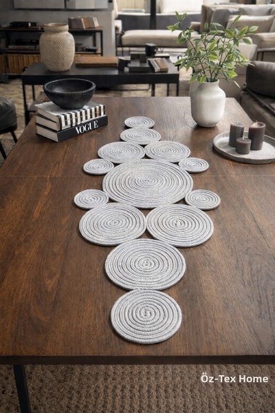 Öz-Tex Home Mars Modern Natural Jute, Patterned, Wicker, Placemat, Table, Cof...