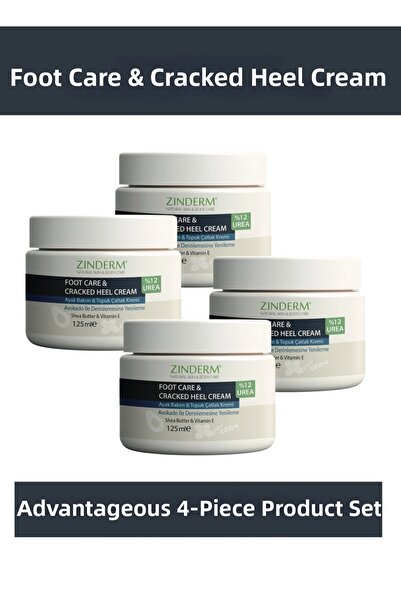 zinderm كريم العناية بتشققات القدمين والكعبين 4 × 125 مل