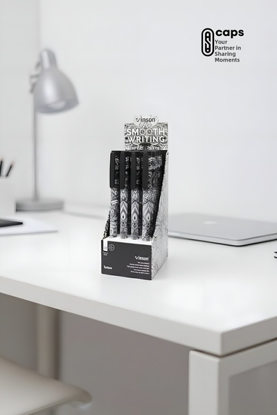 caps office 1 Adet Estetik Desenli Jel Kalem | Renkli, Temalı, Akıcı Yazım El...