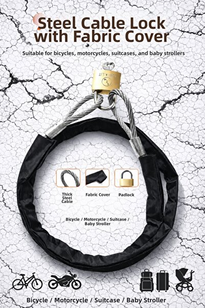 Vi Caro Steel Wire Rope Lock Fabric Protected – Bicycle, Motorcycle and Suitc...