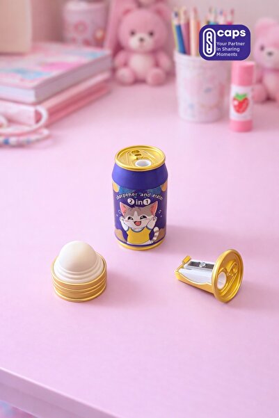 caps office 2-in-1 Eraser + Pencil Sharpener Set - Cute Animal Patterns 2-in-...