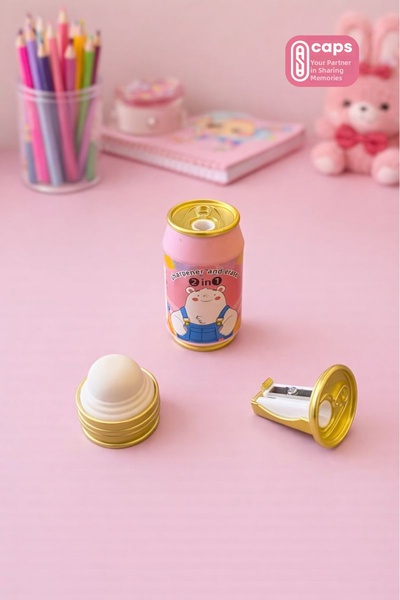 caps office 2-in-1 Eraser + Pencil Sharpener Set - Cute Animal Patterns 2-in-...