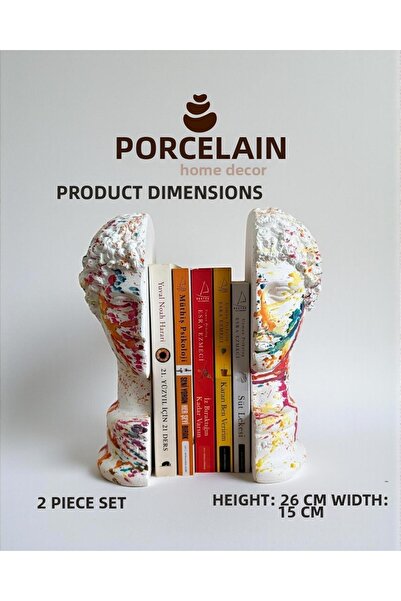 Porselian Set de 2 suporturi decorative pentru cărți din beton antic, 26 cm, ...