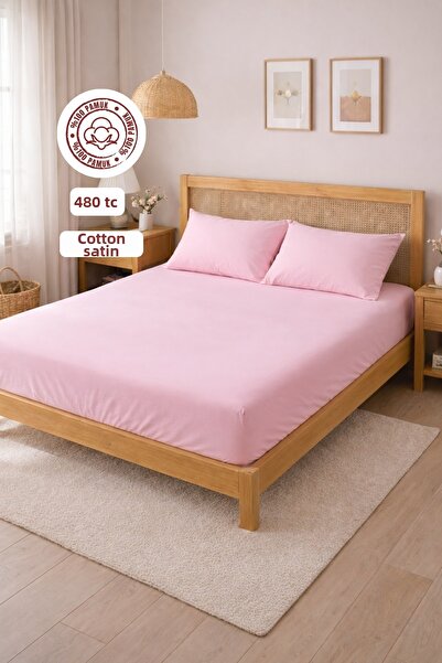 sutra 120 Thread Count (480 Tc) 100% Cotton Satin Double Size Fitted Sheet Set