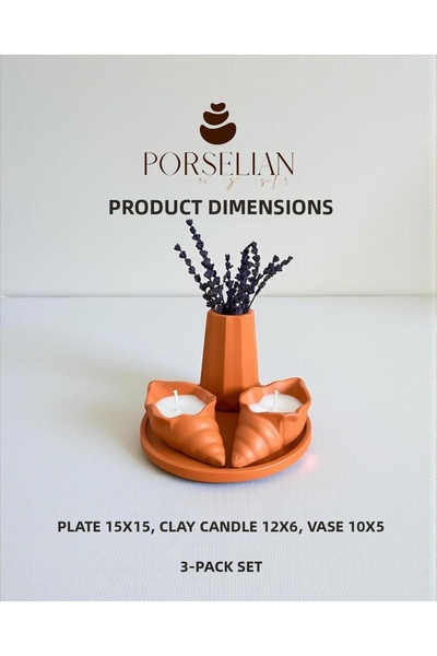Porselian Set decorativ din beton din 3 piese - lumânare Oyster, mini vază și...