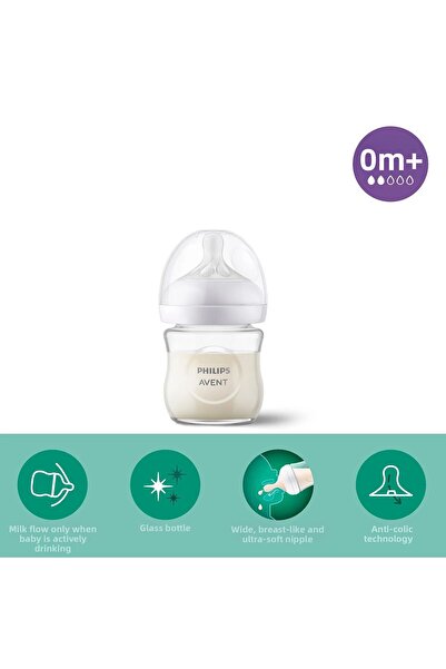 Philips Avent Natural Response Natural Response Glass Baby Bottle 120ml 0+ Mo...