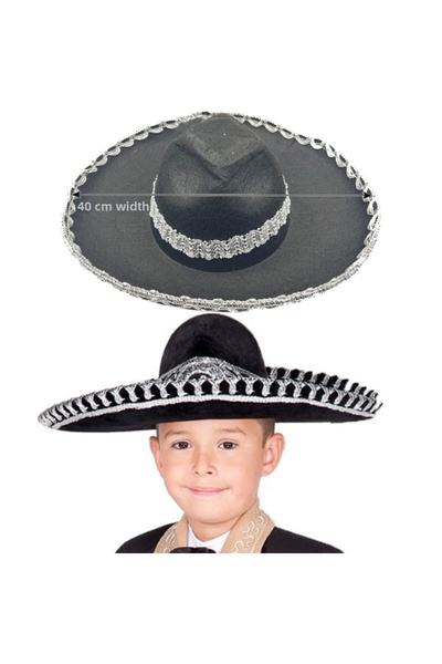 partidolu Μαύρο χρώμα τσόχα ύφασμα μεξικάνικο λατινικό καπέλο Mariachi με αση...