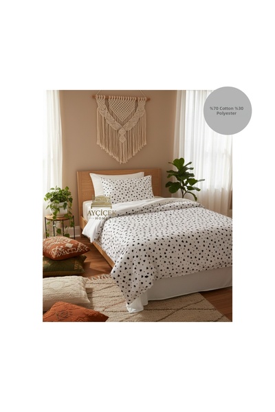ayçiçek home طقم غطاء لحاف وملاءة مطاطية مقاس 100*200 وقلب أسود وبينترست