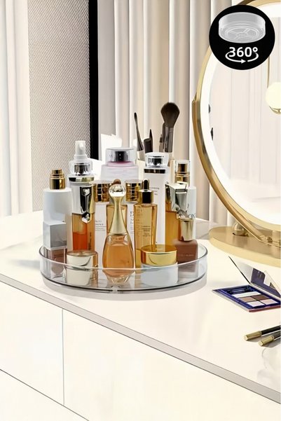 Evalins Rotara 360 Degree Rotating Makeup Organizer – Transparent Countertop Cosmetic Organizer 23.5 cm