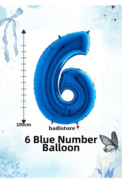 hadistore بالون أزرق اللون مقاس 100 سم مكون من 6 قطع - بالون من الفويل متوافق...