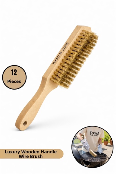 OSKAR FIRÇA Luxury Wire Brush with Wooden Handle – Cleaning Barbecue Grills, ...