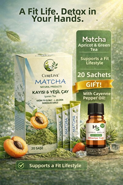 CURELIVE 20 قطعة من شاي ماتشا يحتوي على البروميلين - بيكولينات الكروم، إل-أرج...