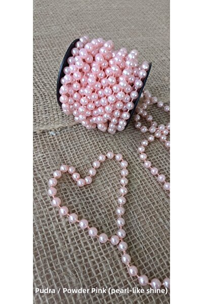 hobidaşım 8 Meters Pink Pearl Ribbon - Decorative Ribbon Pearl - Engagement, ...