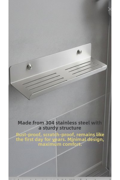 Espoo Design Stainless Steel Bathroom Shelf with Adhesive and Screws, Shampoo Holder Soap Dish Set for Organizer Shower Caddy
