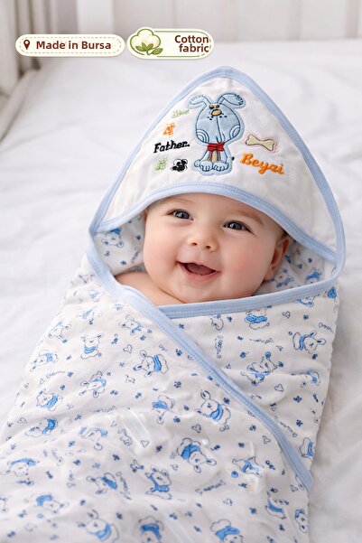 Onouqo 0-3 Months Newborn Hooded Swaddle Blankets – Cotton, Soft Texture – Bu...