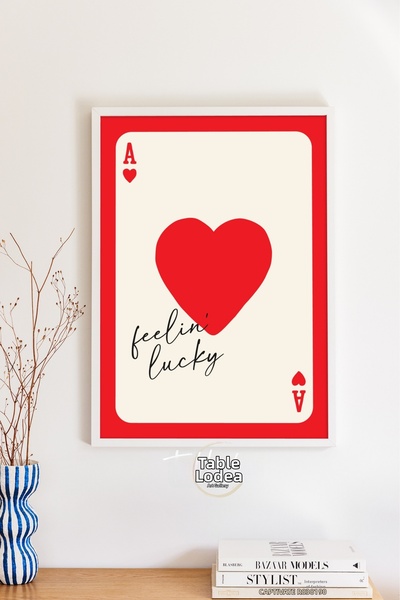 tablodea Tablou înrămat cu design de carte cu text „Feeling Lucky” în stil Pi...