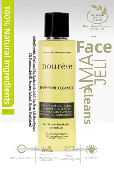 noureve مضاد لحب الشباب، الرؤوس السوداء، كوميدون، جل تنظيف المسام للوجه والجس...
