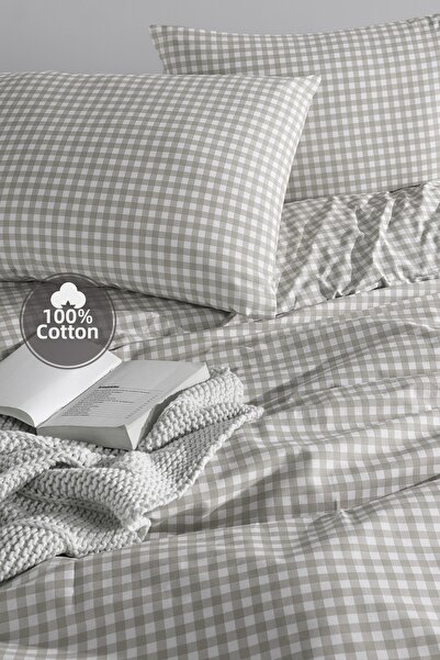 Simple Deco Mini Square Beige 100% Cotton Single Duvet Cover Set