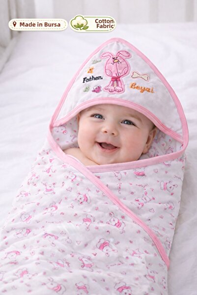 Onouqo 0-3 Months Newborn Hooded Swaddle Blankets – Cotton, Soft Texture – Bu...