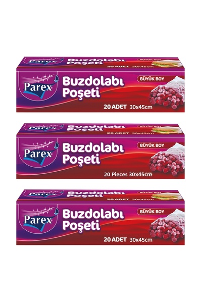 Parex 20 كيسًا للثلاجة مقاس كبير 30 × 45 سم عبوة ثلاثية