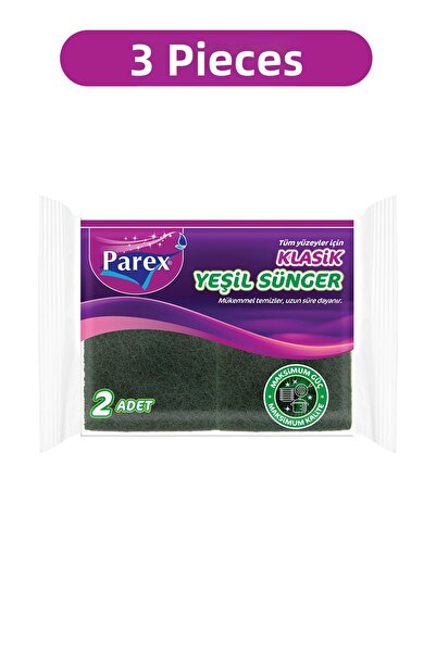 Parex عبوة ثلاثية من الإسفنج الأخضر الكلاسيكي مكونة من قطعتين