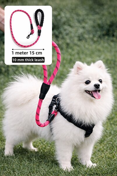 Papağanhane قماش مجدّل طوق مشي للكلاب 115 سم |   سمك 10 مم |   مقبض ناعم بالل...