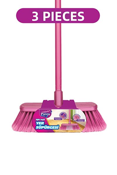 Parex مكنسة أرضية بمقبض مائل، عبوة من ثلاث قطع