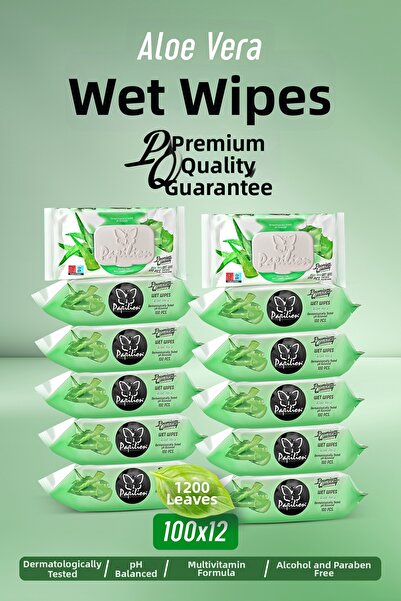 Papilion Premium Aloevera Wet Towel - 100x12, 1200 Leaf Extract