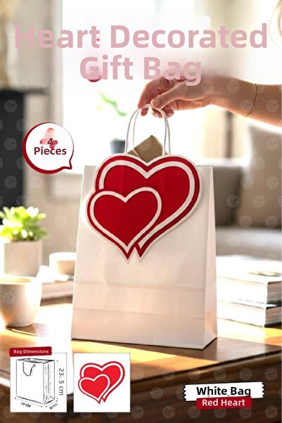 t tuğset etiket Τσάντα καρδιάς από χαρτόνι με λαβή στριφτήρα 4 τεμάχια Τσάντα...