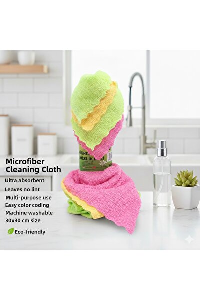 LEVA HAUSE قماش تنظيف عام اقتصادي من الألياف الدقيقة، 4 قطع، 30 × 30 سم، 4 أل...