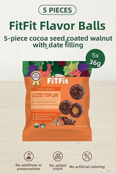 FitFit كرات النكهة ذات المكونات الطبيعية |   كرات التمر المحشوة بمعجون البندق...