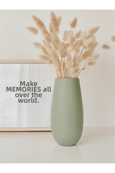 Hestia Home Κοντό Κυλινδρικό Κεραμικό Βάζο Πράσινο του Νείλου