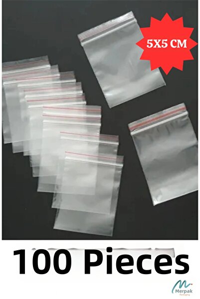 BRAVE TEKSTİL ÜRÜNLERİ حقيبة زيبلوك 5x5 سم 100 عبوة أكياس زيبلوك للثلاجة أكيا...