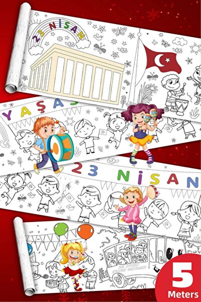 SinaTicaret لفة ورق تلوين عملاقة لعيد الأطفال في 23 أبريل، حجم كبير 5 أمتار