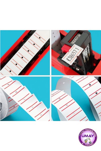 Tanex 6 bucăți etichete de preț cu dungi albe 12×21 mm |   1 rolă 800 de bucăți |   Etichetă adezivă (6x800=4800)