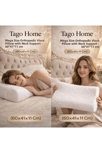 Tago Home Pernă Ortopedică Visco Mega Size cu Suport-60*41*11 Cm