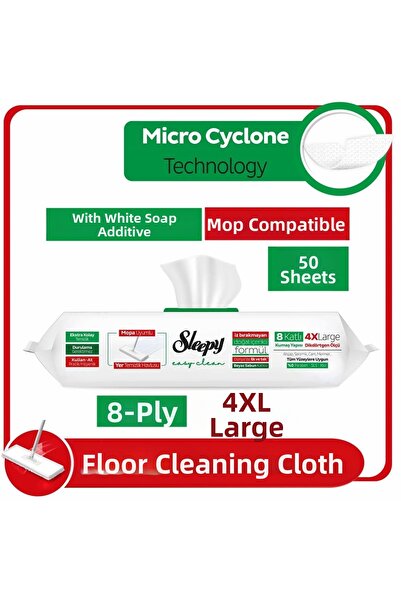 Sleepy 5 قطع من مناشف تنظيف الأرضيات سهلة التنظيف مع صابون أبيض 50 قطعة